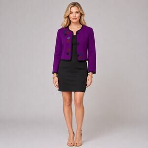 Beppa Bolero Jacket Boiled Wool Felted Purple Glamcore Size 10 EUC
